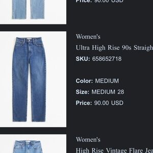 Abercrombie ultra high 90’s straight Jean